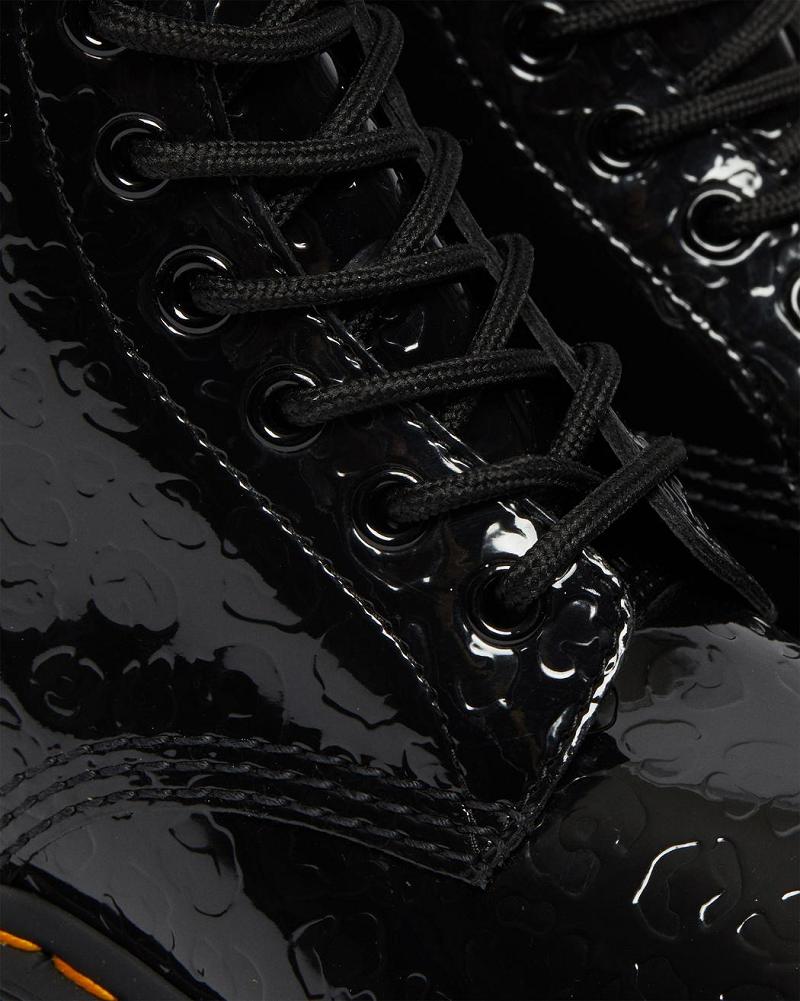 Dr Martens 1460 Leopard Emboss Patent Lær Ankelstøvletter Dame Svarte Leopard | Norge 90QMA